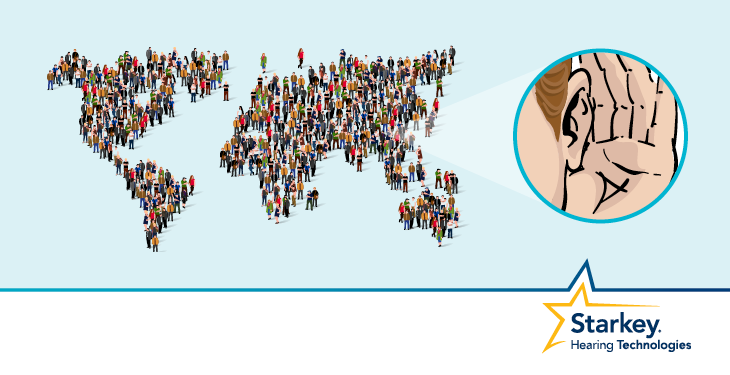 Visual map of how many people have hearing loss in the world. 